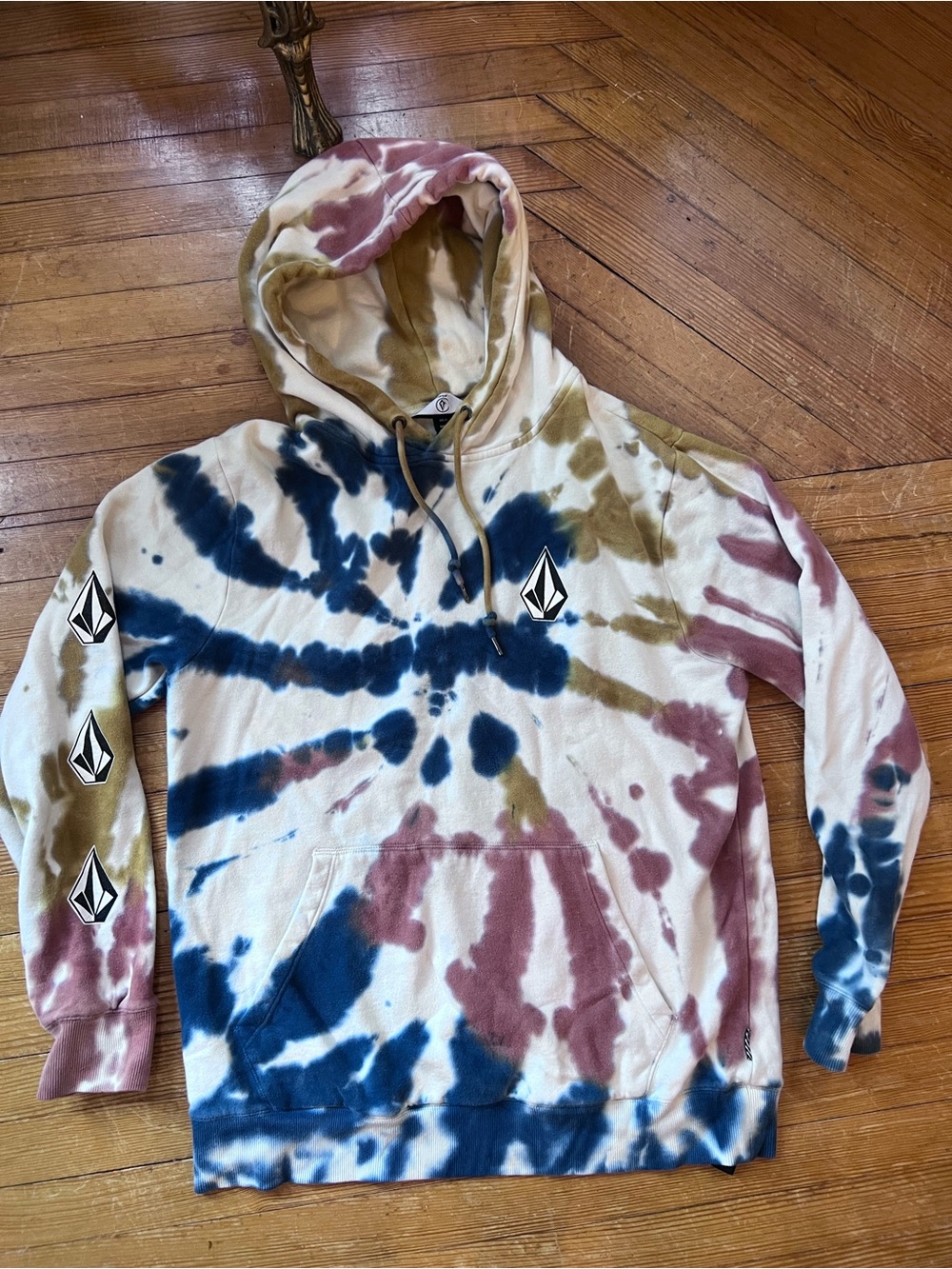Volcom Tie-Dye Zip-Up Hoodie - Blue, Olive & Mauve medium